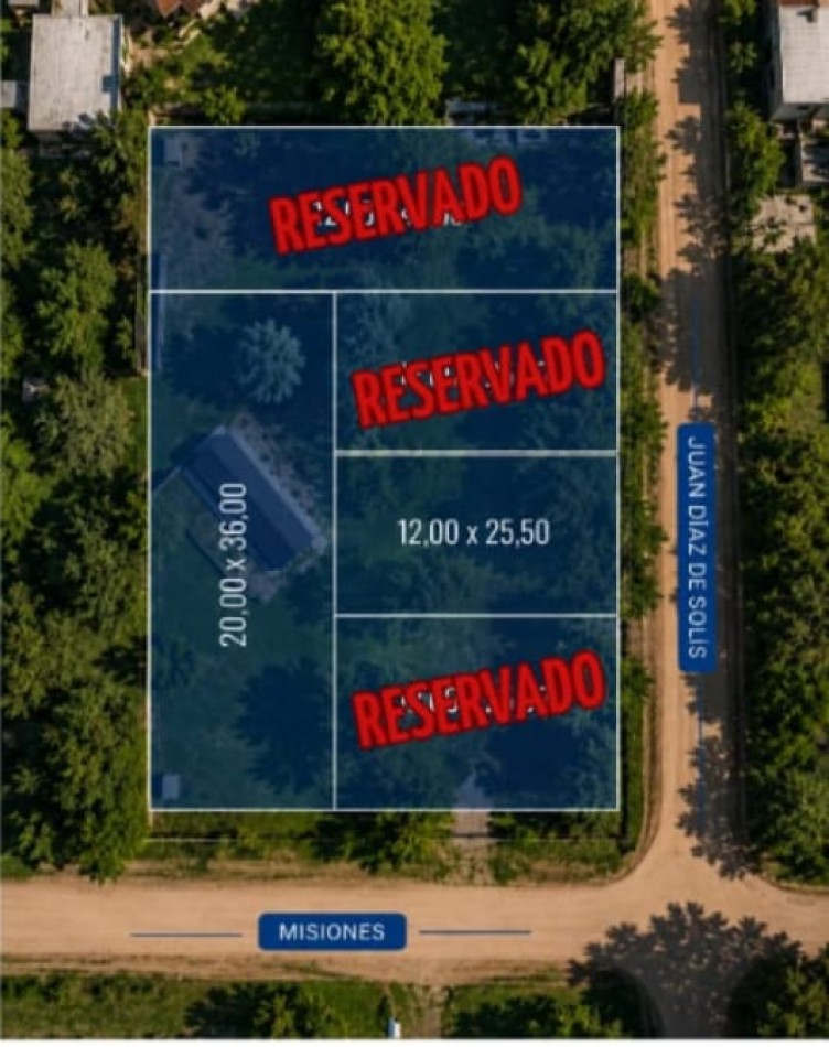 Venta lote terreno 12 x 25mts Paso del Rey
